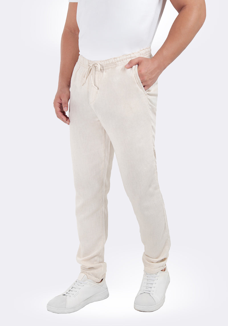 Calça jogger linho palha