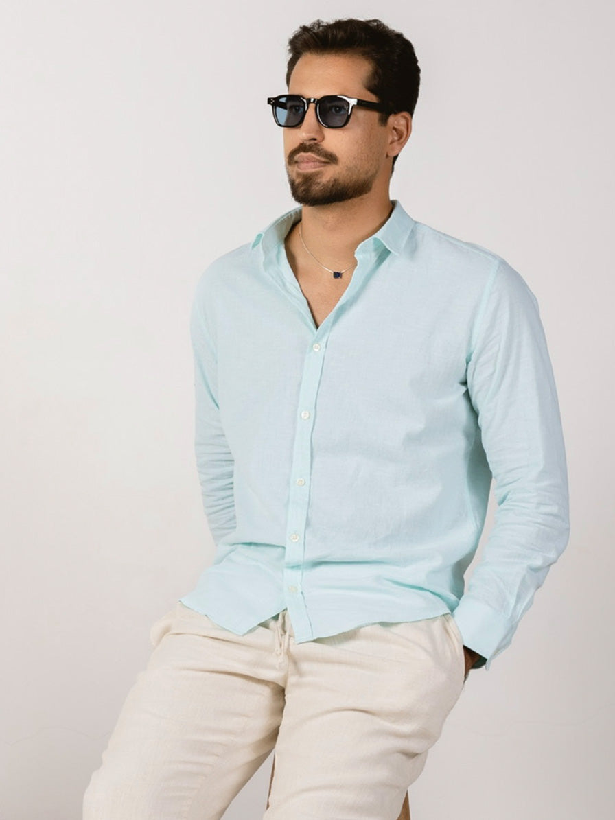 Camisa linho slim fit