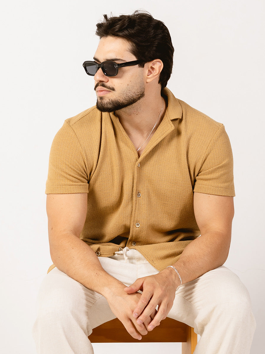 Camisa gola esporte textura