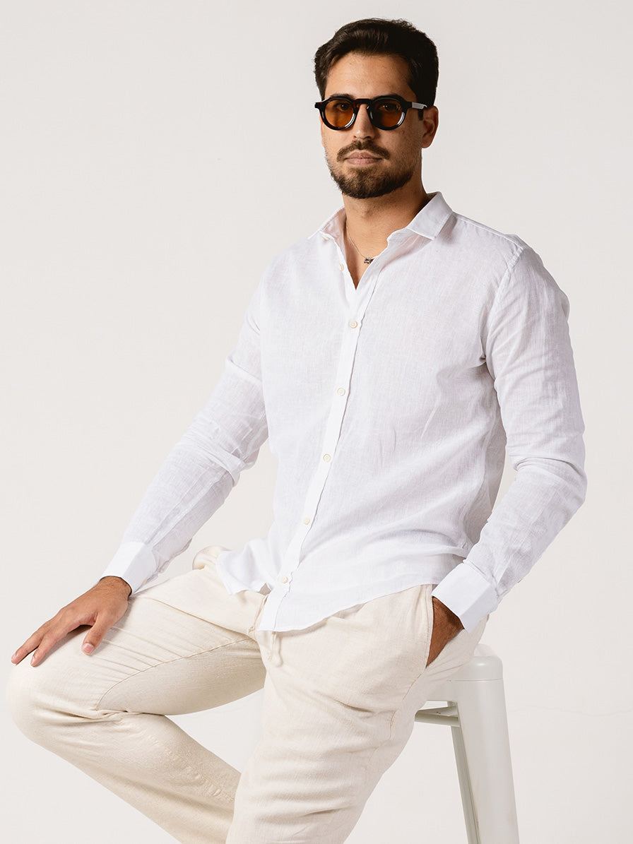 Camisa linho slim fit